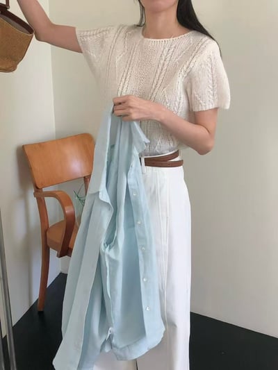 輕透針織短袖上衣9