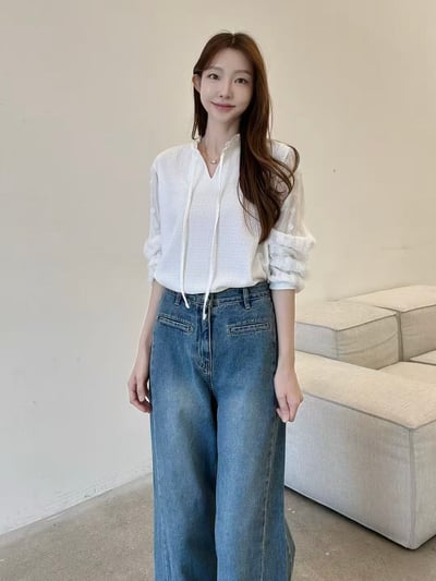 氣質拼接透紗上衣7