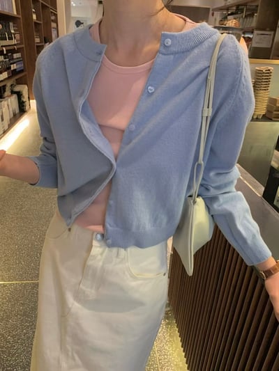 簡約圓領針織開襟衫9