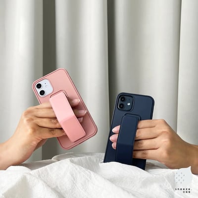 深藍淺粉磁吸支架殼2