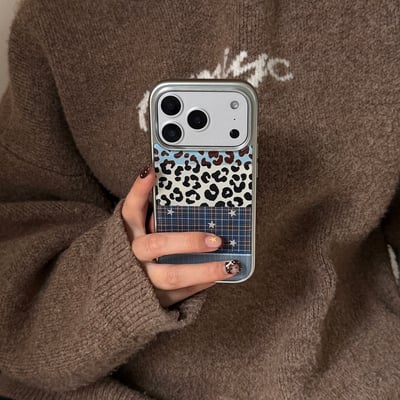 個性藍調豹紋拼接殼1