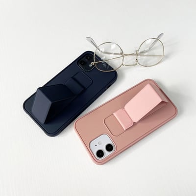 深藍淺粉磁吸支架殼7