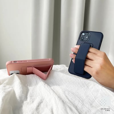 深藍淺粉磁吸支架殼5