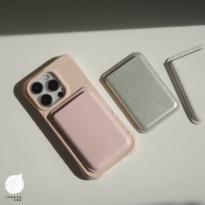 【贈送防磁貼片】銀白粉MagSafe磁吸卡包1