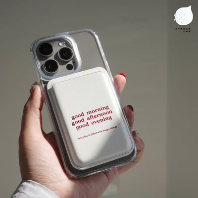 【贈送防磁貼片】早安午安晚安MagSafe磁吸卡包1