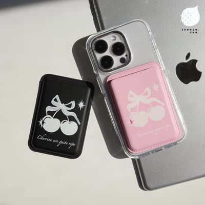 【贈送防磁貼片】酷酷風櫻桃MagSafe磁吸卡包1