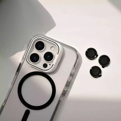 美式龐克風MagSafe鏡頭支架殼 贈送鏡頭貼一組6