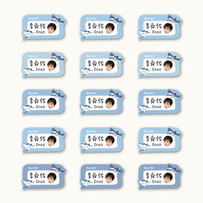 客製 ｜衣物熨燙姓名貼 -鯊魚魟魚款 45小張2