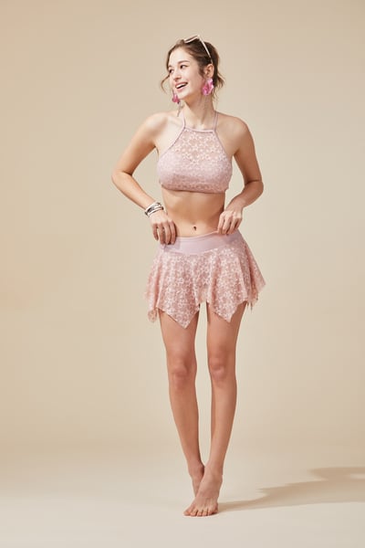 APPLE 蘋果泳裝 大女香檳粉二截裙比基尼泳裝(MIT)1