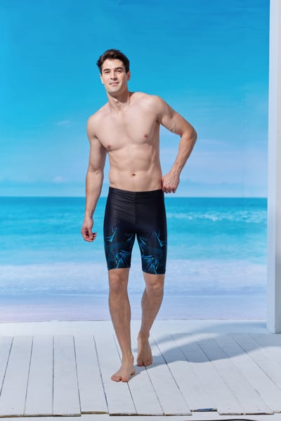 Young Joe 揚捷泳裝 大男數碼印漸層圖形七分泳褲2