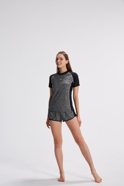 Young Joe 揚捷泳裝 x APPLE 蘋果泳裝 大女黑灰(麻花布)剪接兩截式泳裝(MIT)1