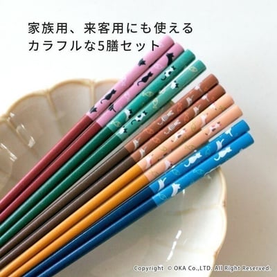 日本製貓咪天然材5入防滑筷子★  #026155088