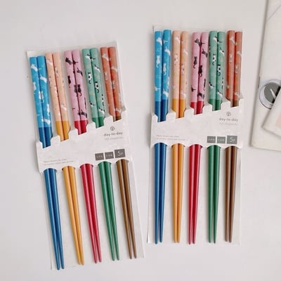 日本製貓咪天然材5入防滑筷子★  #026155081