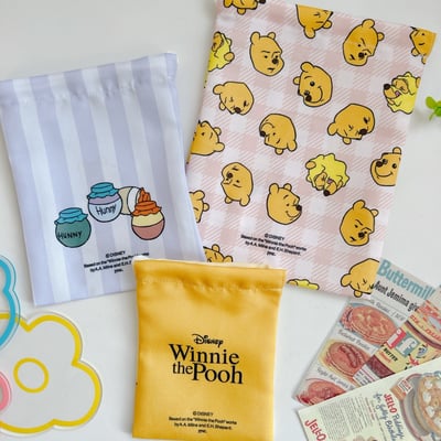 M&K日本維尼Funny Face系列三入束口袋★5