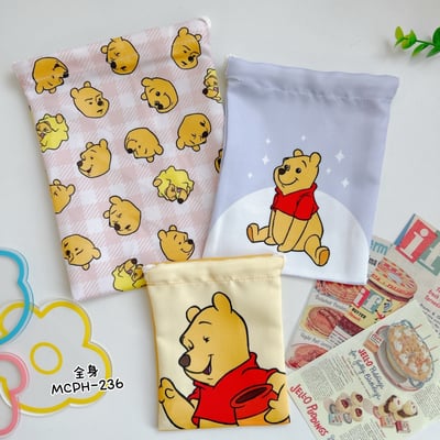 M&K日本維尼Funny Face系列三入束口袋★3