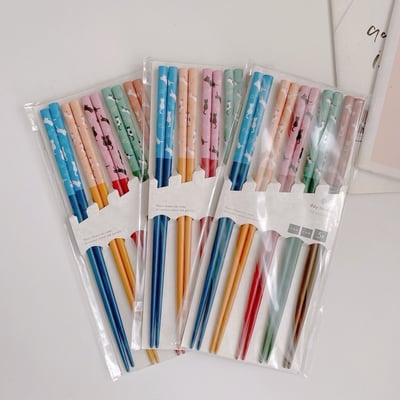 日本製貓咪天然材5入防滑筷子★  #026155086