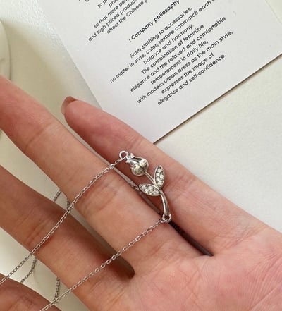 M&K™甜心鬱金香♡Made in KOREA 925通體純銀項鍊#701162213