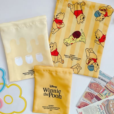 M&K日本維尼Funny Face系列三入束口袋★4