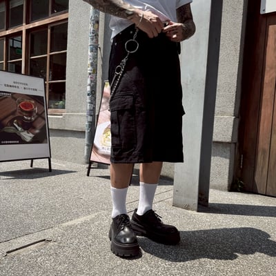 街頭水洗側袋工裝七分褲6