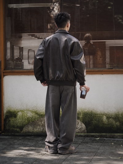復古解構美式機車服風皮衣cleanfit廓形機車夾克11
