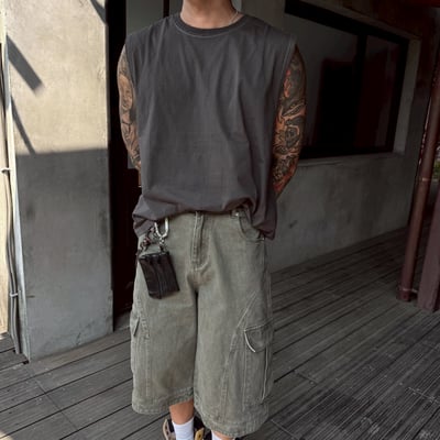 街頭洗舊寬鬆無袖背心2