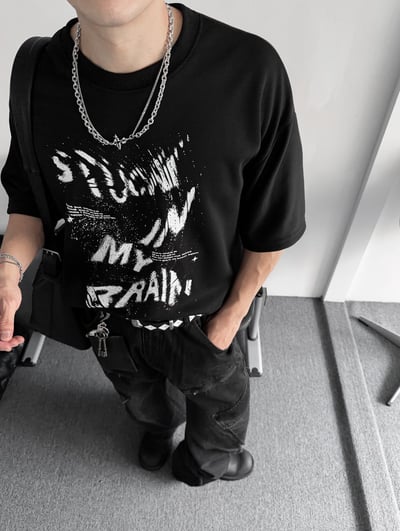 漩渦英文短寬短袖上衣17