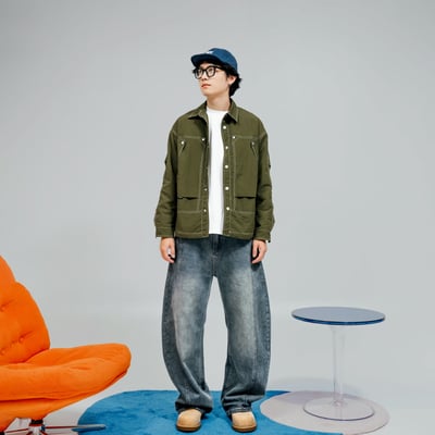 微彎刀立體剪裁牛仔落地褲3