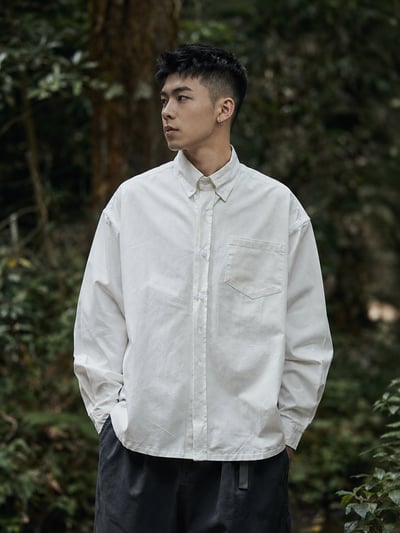 精梳棉洗水寬鬆長袖襯衫13