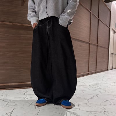街頭金屬單寧牛仔寬褲3