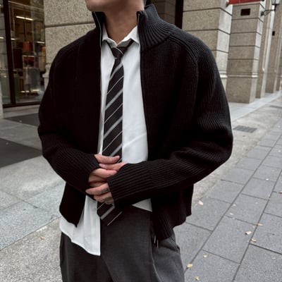 街頭忍者袖拉鍊針織百搭外套2