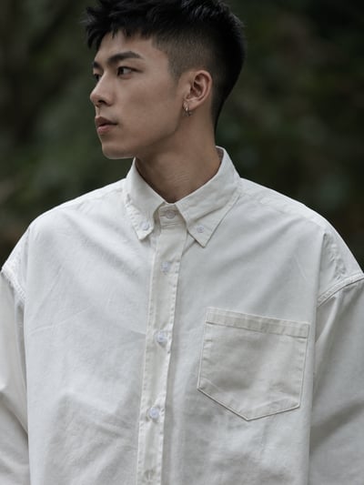 精梳棉洗水寬鬆長袖襯衫14