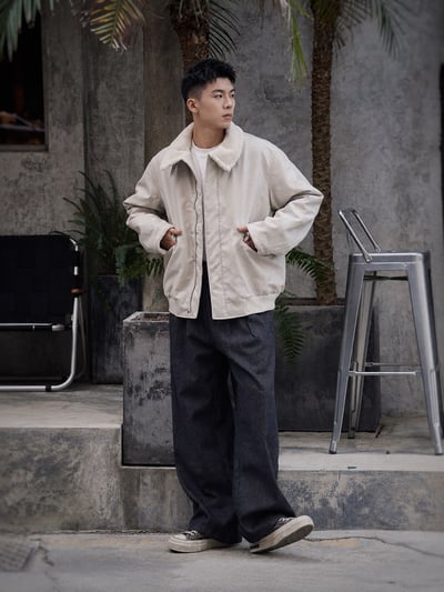 復古羊羔毛皮衣冬季復古加厚保暖機車夾克PU加厚外套14