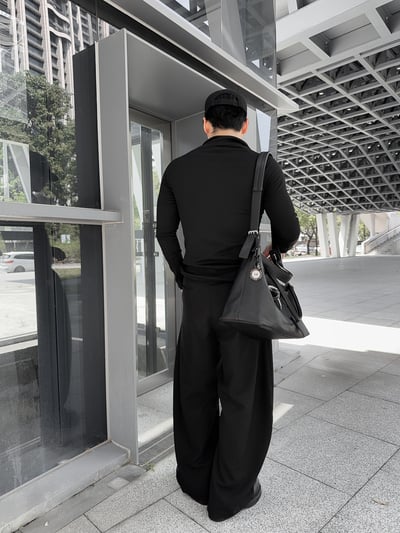 小高領半拉鍊斜袖滾邊袖合身長袖上衣3