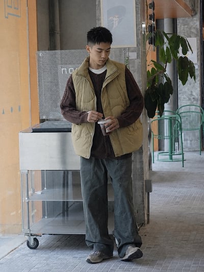 日系白鴨絨羽絨復古保暖潮流休閒背心12