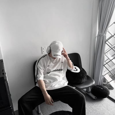 復古立體雙線英文大版寬短T19