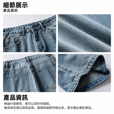 日系百搭美式復古水洗做舊寬鬆直筒牛仔褲18