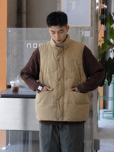日系白鴨絨羽絨復古保暖潮流休閒背心11