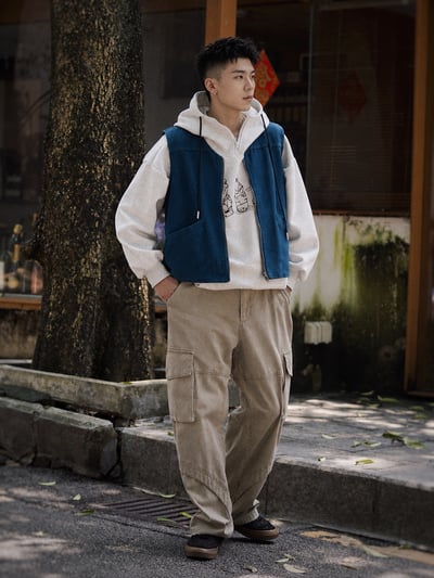 日系羊羔毛復古休閒工裝馬甲潮流男外穿背心12