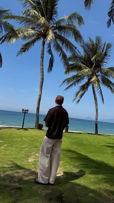 夏季海灘簍空老錢短袖襯衫15