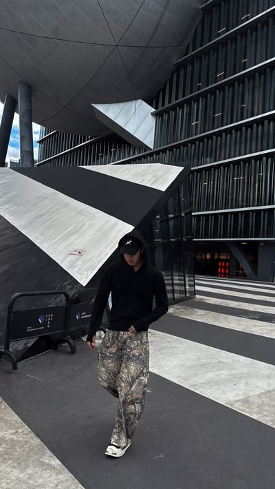 街頭樹枝迷彩寬版落地褲14