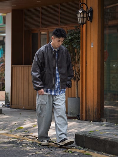 日系刺繡機車風皮衣潮流PU棒球服美式風cleanfit夾克外套5
