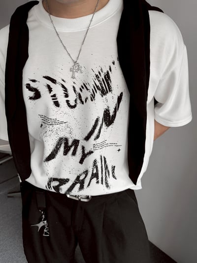 漩渦英文短寬短袖上衣7