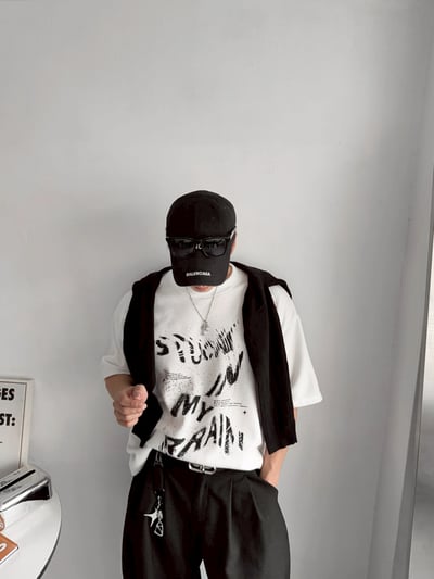 漩渦英文短寬短袖上衣3