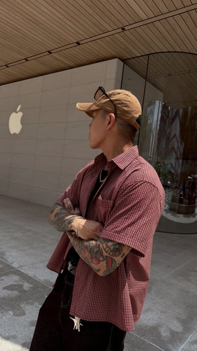 經典細格紋短袖襯衫5