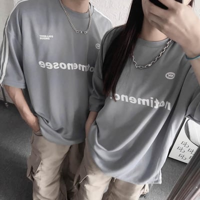 復古立體雙線英文大版寬短T2