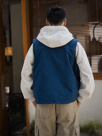 日系羊羔毛復古休閒工裝馬甲潮流男外穿背心13