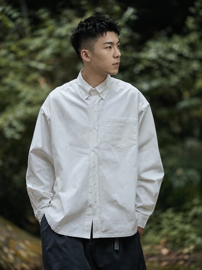 精梳棉洗水寬鬆長袖襯衫12