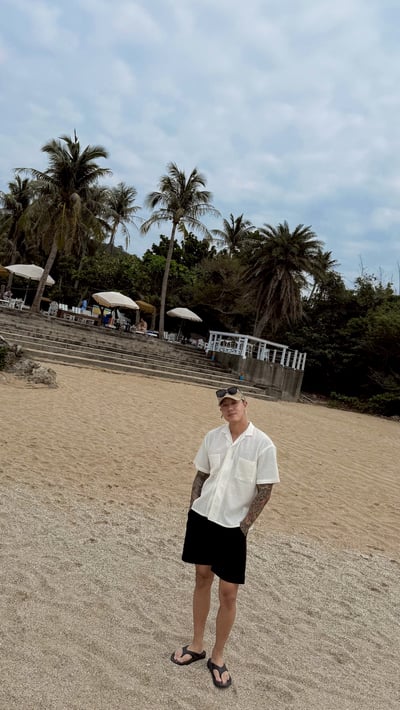 夏季海灘簍空老錢短袖襯衫3