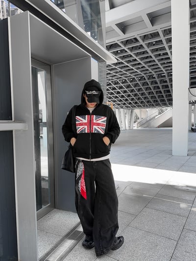 BOXY英國國旗雙拉鏈短寬連帽外套10