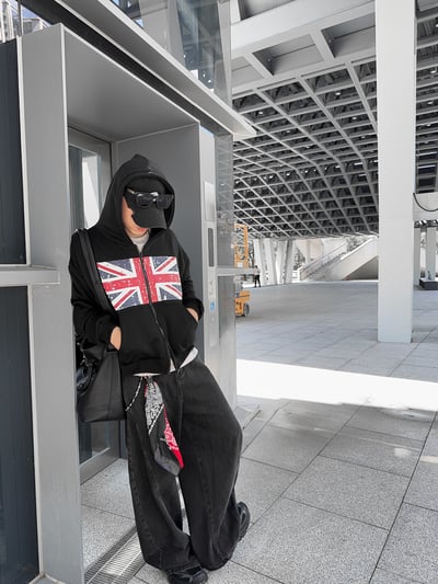 BOXY英國國旗雙拉鏈短寬連帽外套12